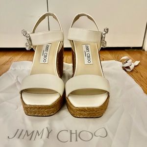 Jimmy Choo Latte Mirabelle Leather Wedge 110; Size 37 (US 7) - New w/ Dustbag
